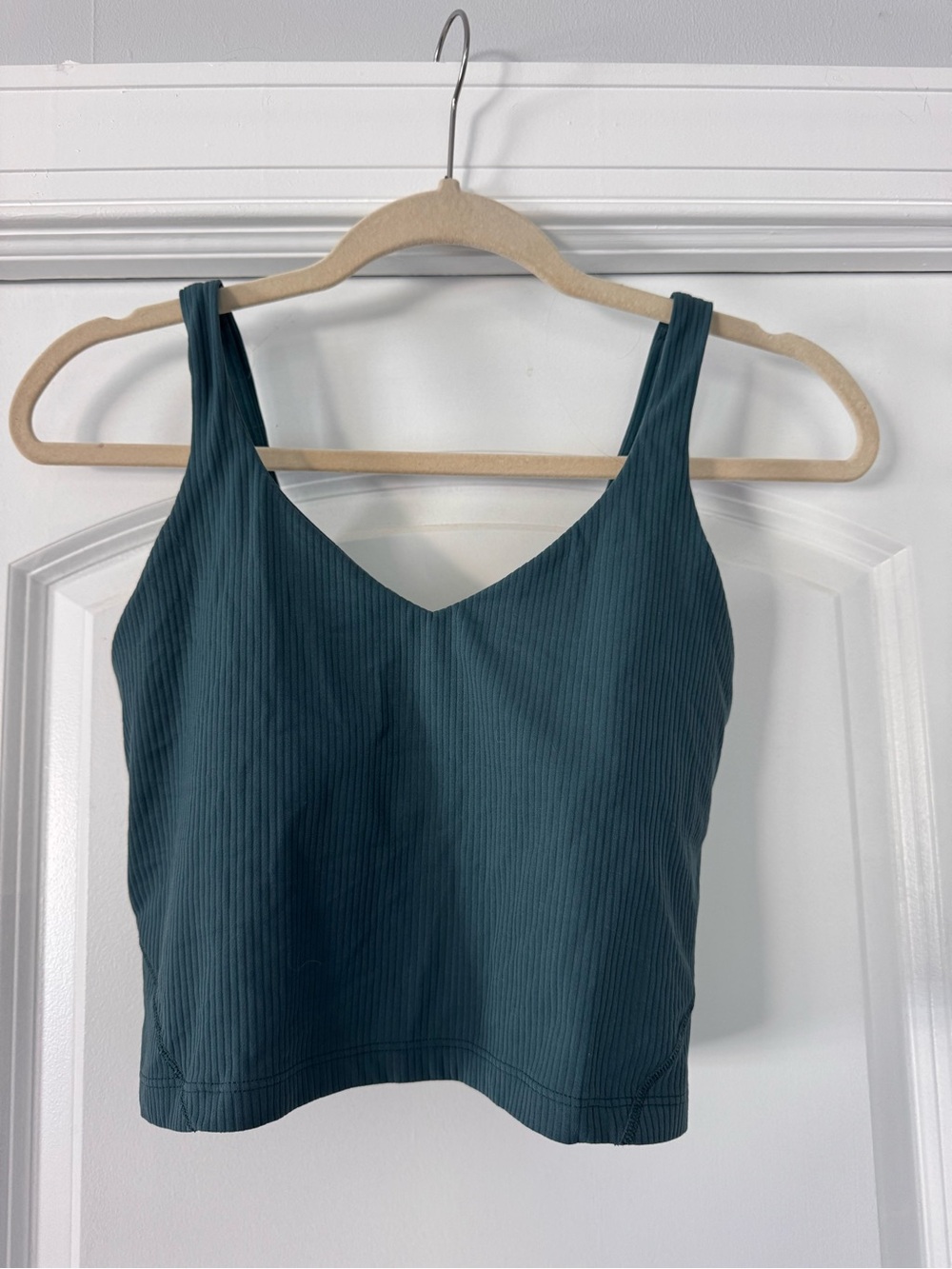 lululemon athletica Teal Ribbed V-Neck Crop Tank
